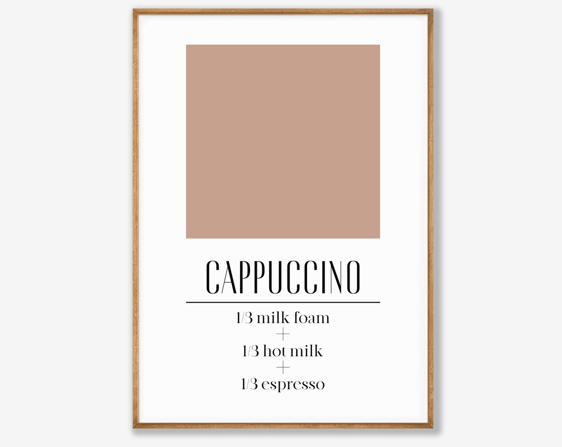 Cappuccino Coffee Recipe Milk Foam Espresso Minimalist Poster