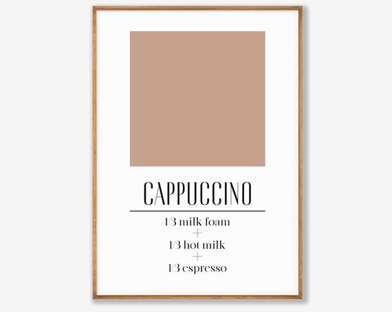 Cappuccino Print Cappuccino Poster Coffee Poster Coffee Bar Art Bar Decor Kitchen Decor Coffee Sign Coffee Lover Gift Bar Cart Print