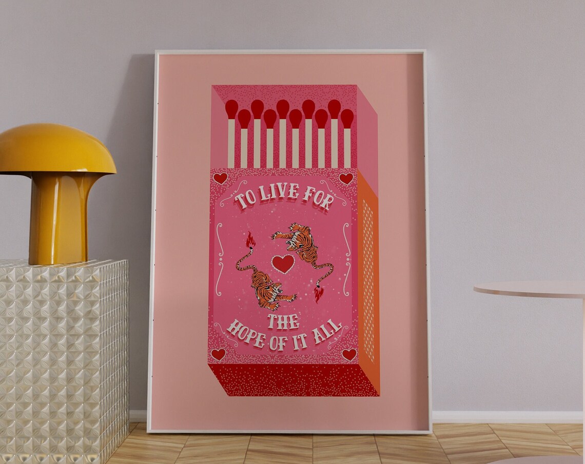 Taylor Swift August Lyric Pink Tiger Matchbox Love Quote Poster
