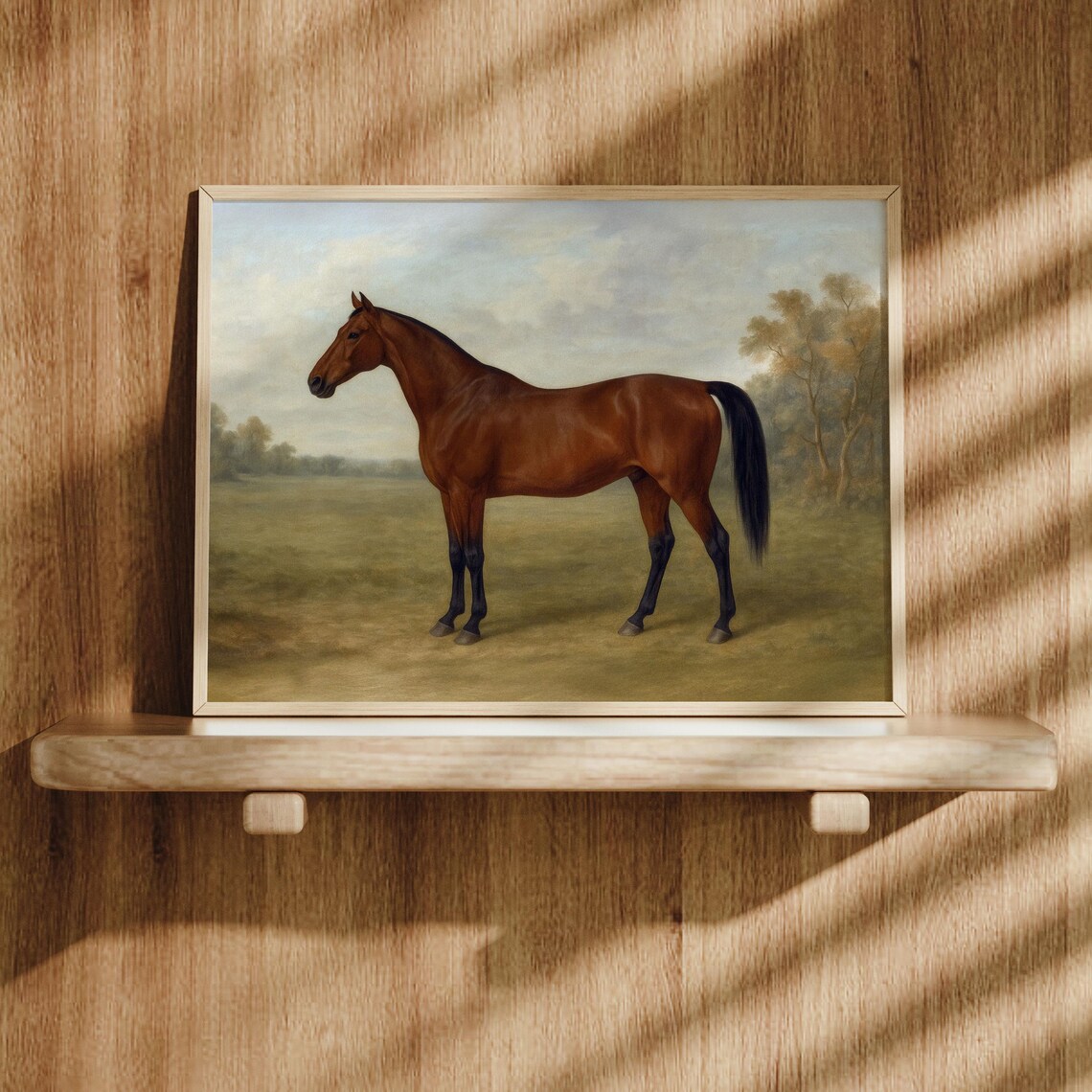 Vintage Horse Portrait Classic Equestrian Bay Stallion Oil Art Print