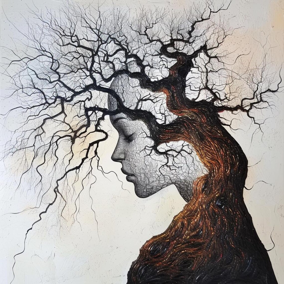 Painting Spirit Of The Tree Abstract Stretched Painting Wall Art Print Contemporary Artwork For Home Decor - Image 2