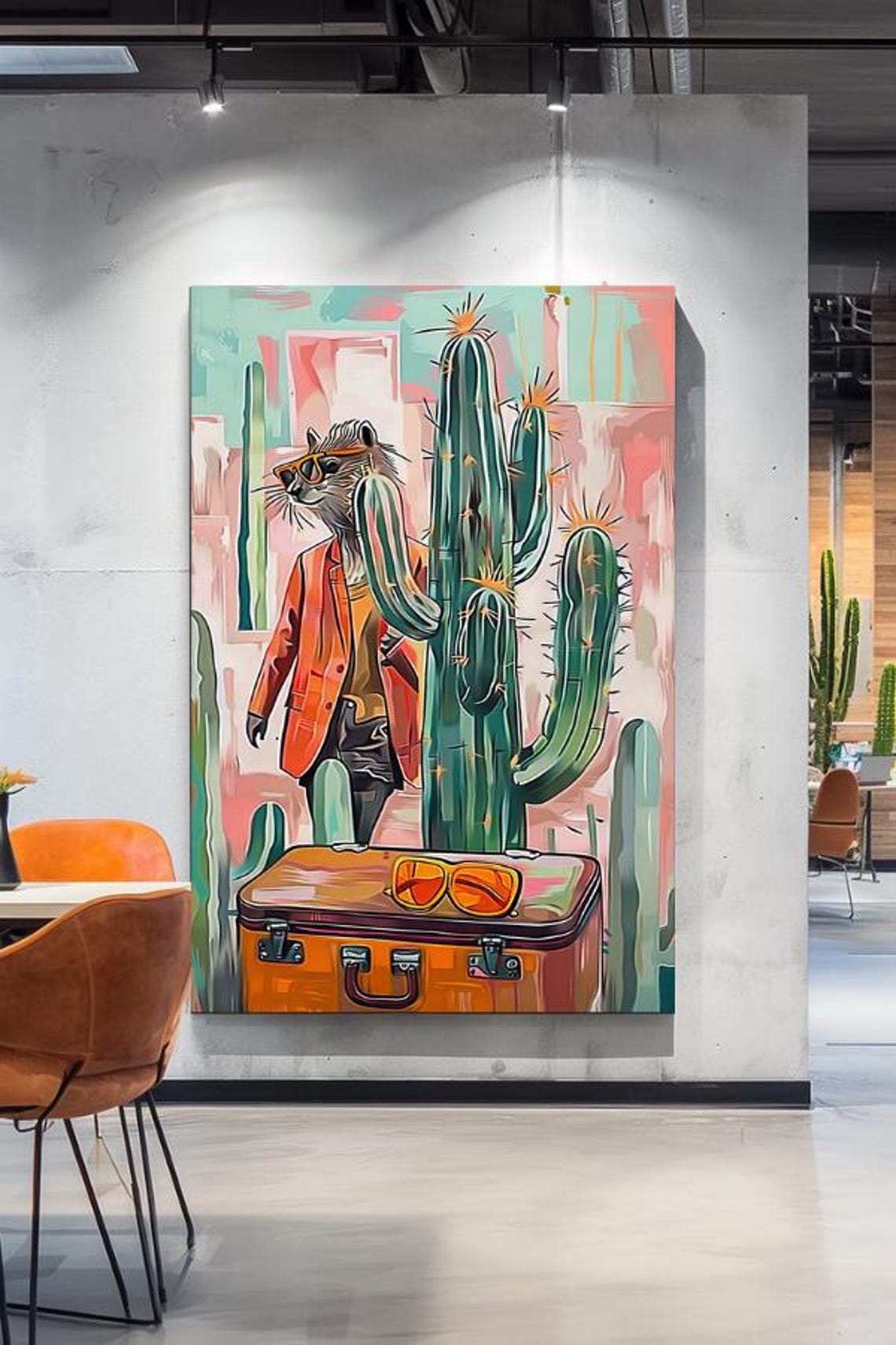 Capybara In Orange Jacket With Suitcase And Cacti Travel Poster - Image 3