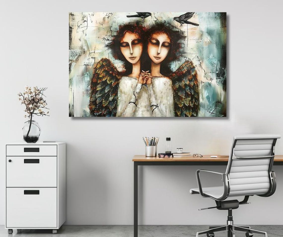 Two Faced Angel Woman With Feathered Wings And Black Birds Poster - Image 2