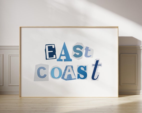East Coast Horizontal Wall Art Coastal Granddaughter Print Beachy Seaside Dorm Room Vintage Blue Cowgirl