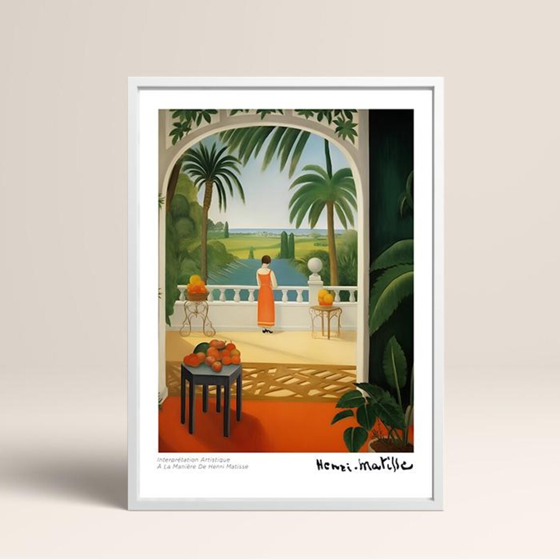 Matisse Style Palm Terrace Seaside View Woman Classic Art Poster