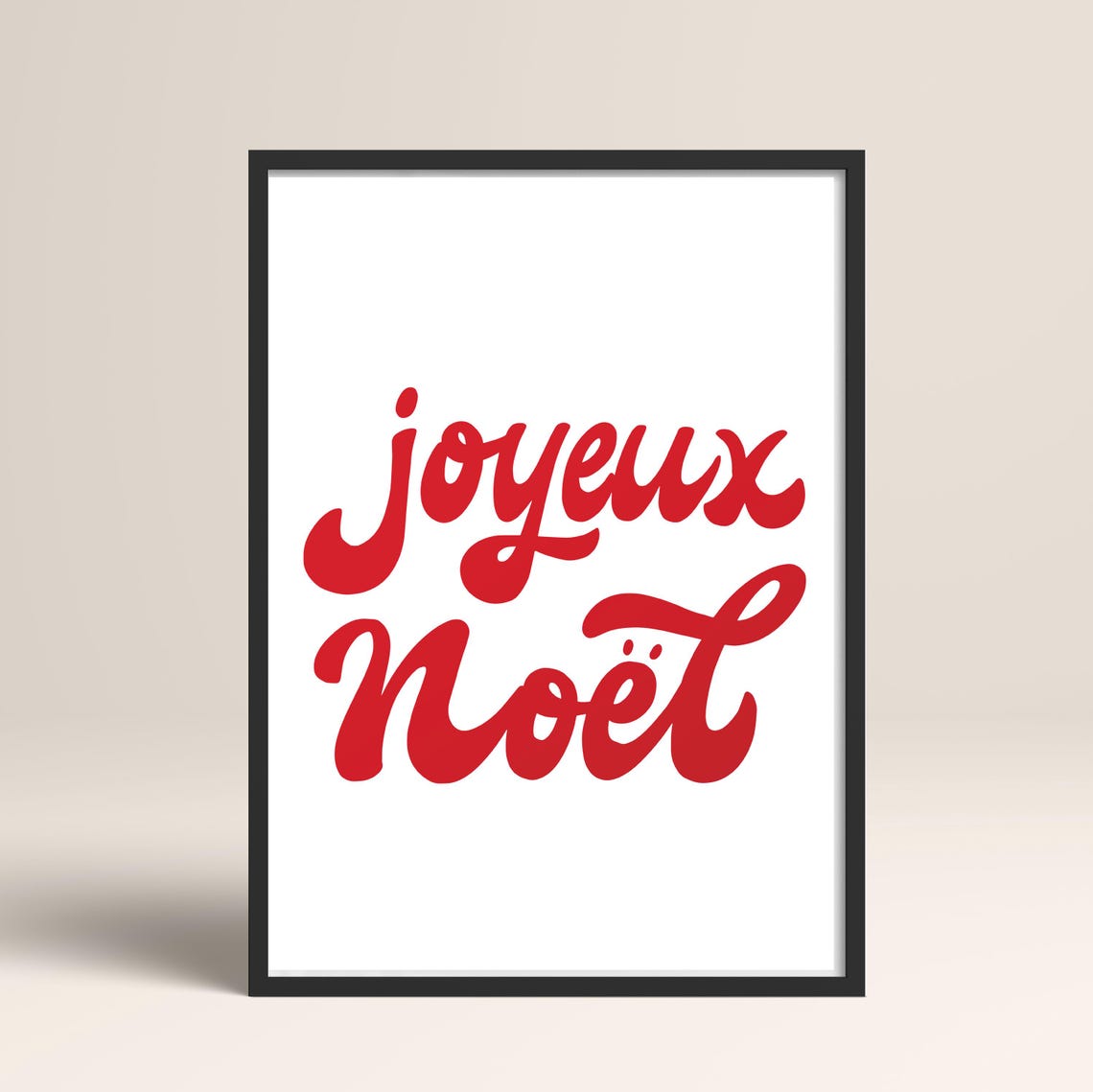 Joyeux Noel Bold Red Retro Script French Christmas Holiday Poster