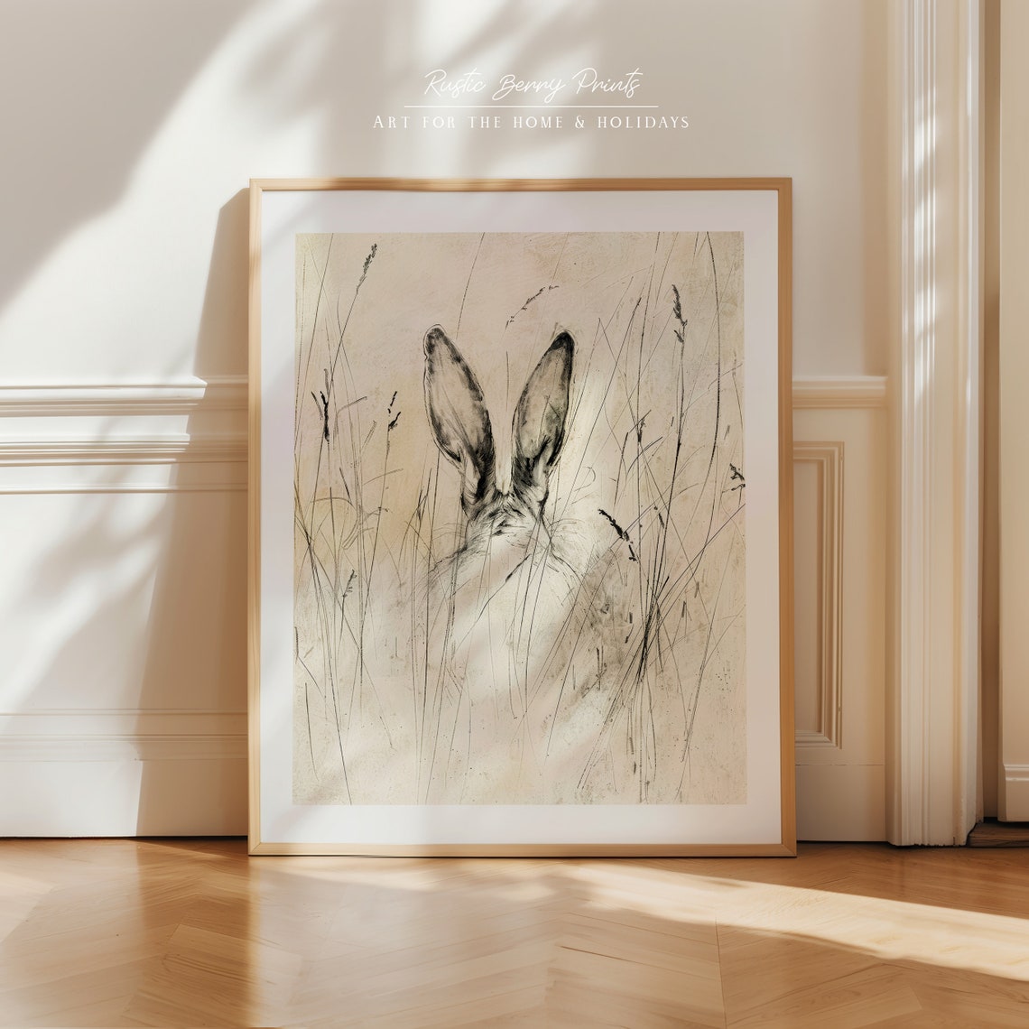 Rabbit Ears Sketch Wall Art Antique Vintage Print Cottagecore Nursery Art Cute Bunny Neutral Instant - Image 2