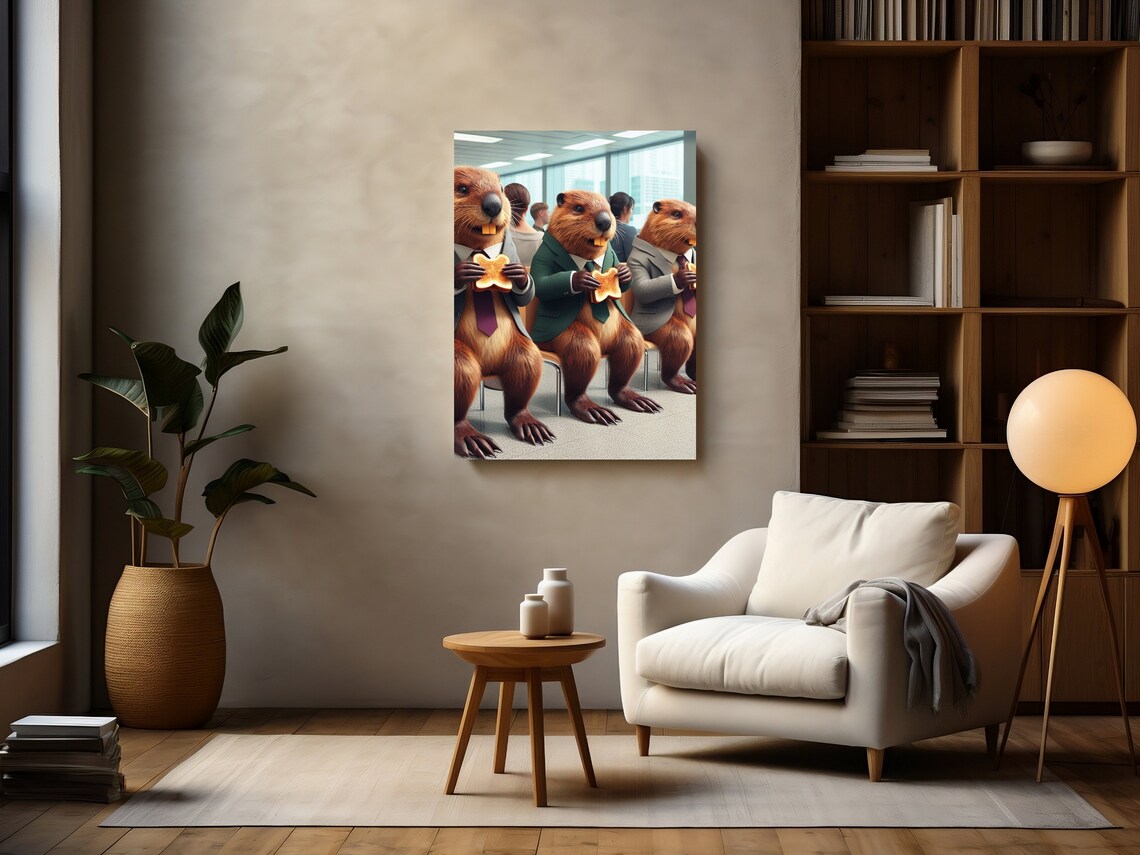 Whimsical Beavers Eating Animal Art Print - Image 2