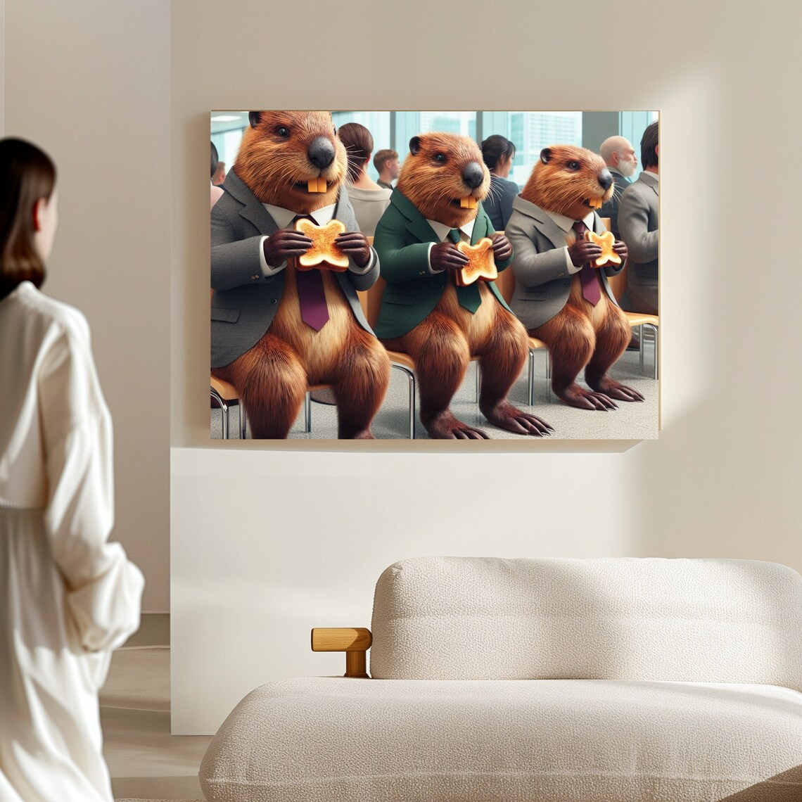 Whimsical Beavers Eating Animal Art Print - Image 4