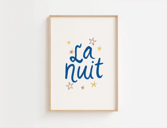 La Nuit Print Typography Wall Art Nursery Prints Toddler Bedroom Sleep Tight Sleeping Animals Bedtime Nighttime