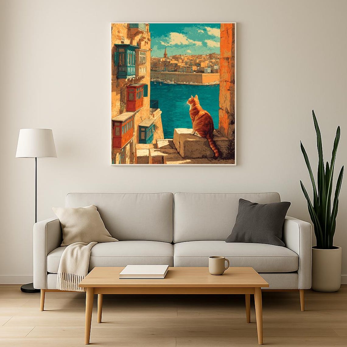 Malta Travel Cat Vintage Style Poster, Mediterranean - Image 3