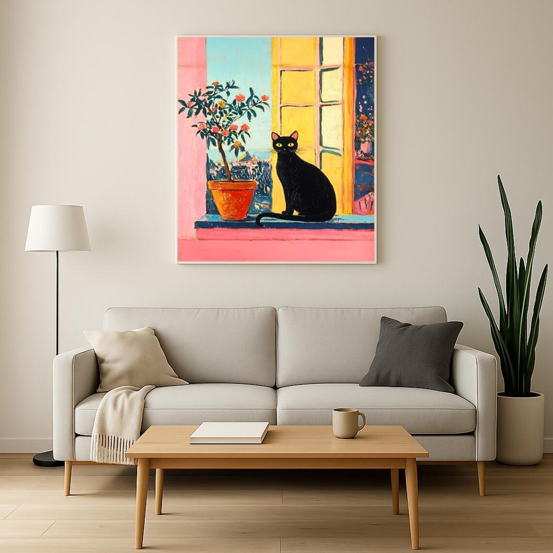 Black Cat on Colorful Windowsill Matisse Fauvist Style Poster - Image 3