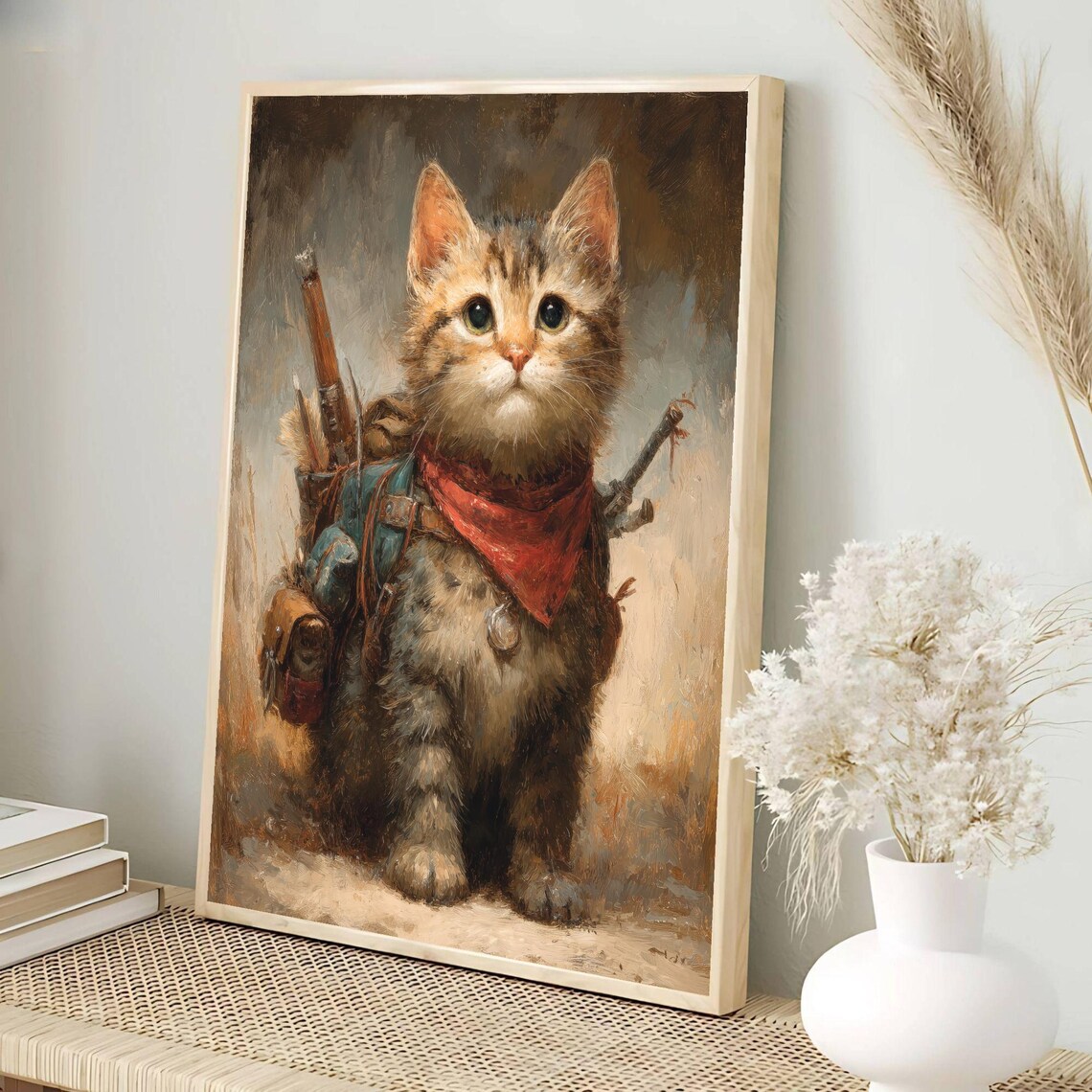 Cute Adventurer Kitten in Red Bandana Fantasy RPG Art Poster - Image 3
