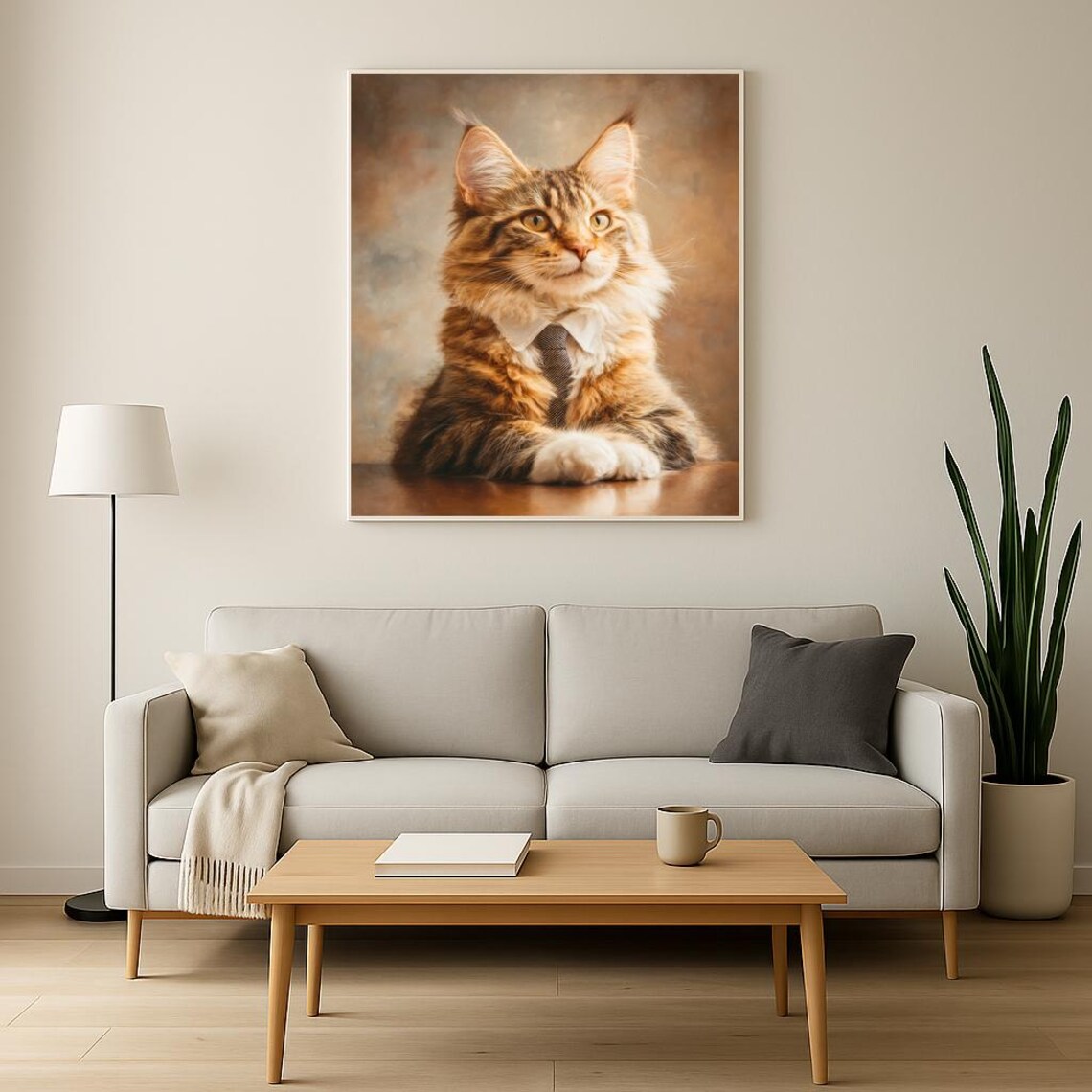 Distinguished Maine Coon Cat in Shirt and Tie Business Poster - Image 3