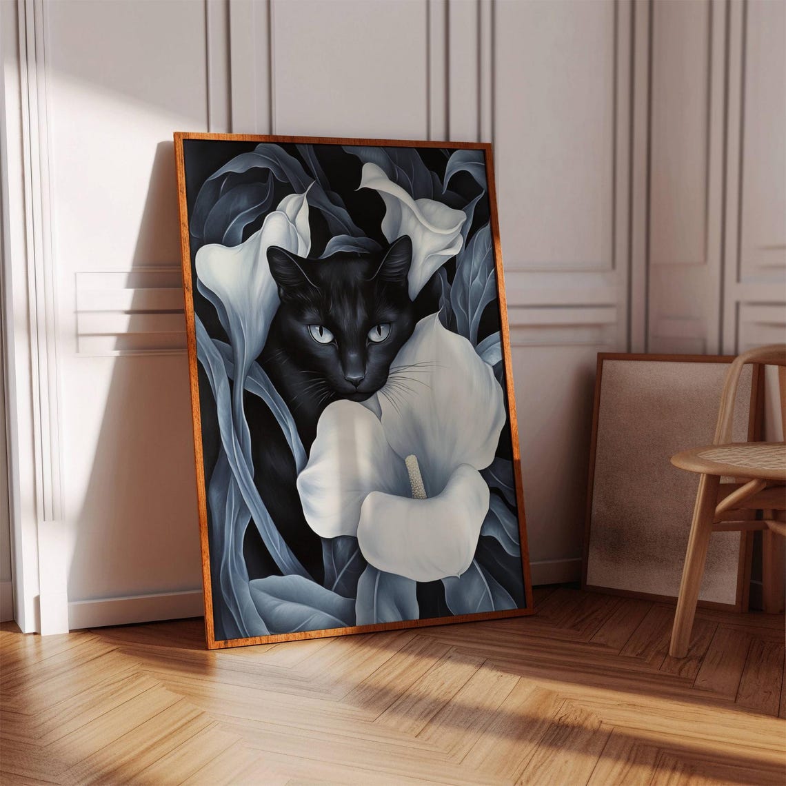 Georgia Okeeffe Flowers Cat Poster, Minimalist - Image 3