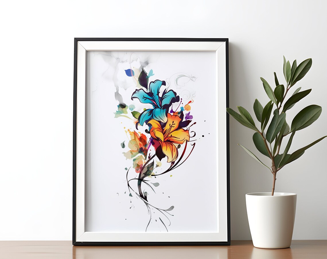 Watercolor Floral Wall Art Print Flower Botanical Home Decor Poster