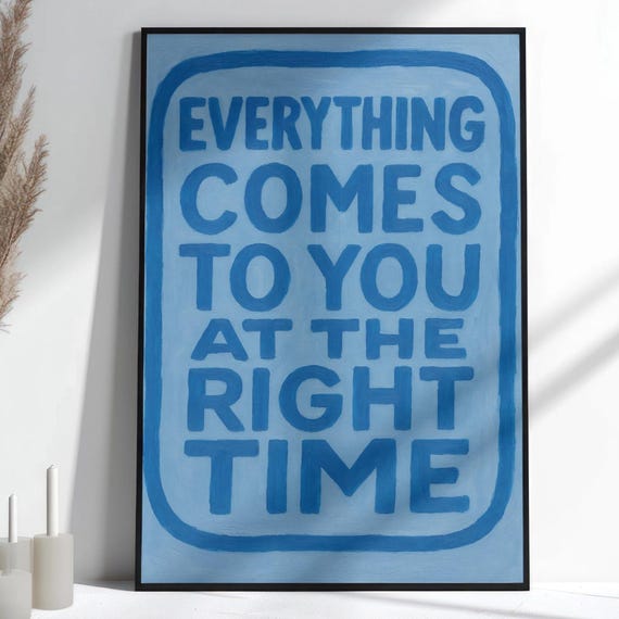Blue Inspirational Wall Art Print Motivational Quote Poster Hand Painted Typography Modern Acrylic Brushstroke Decor