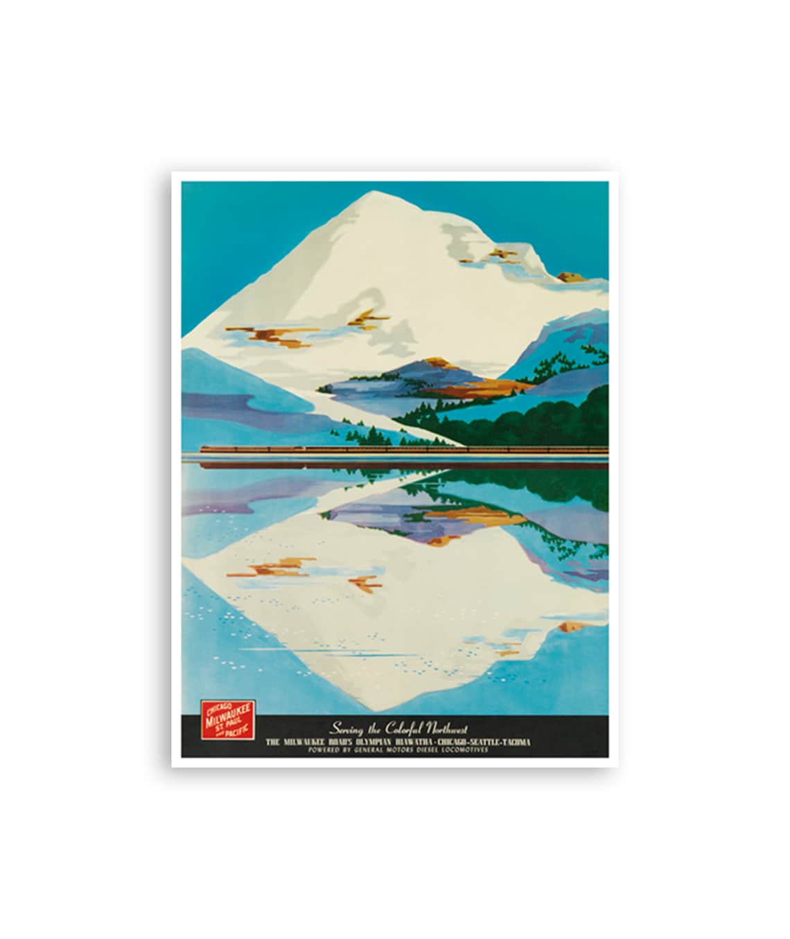 Locomotive Travel Poster, Railroad Train Art Print