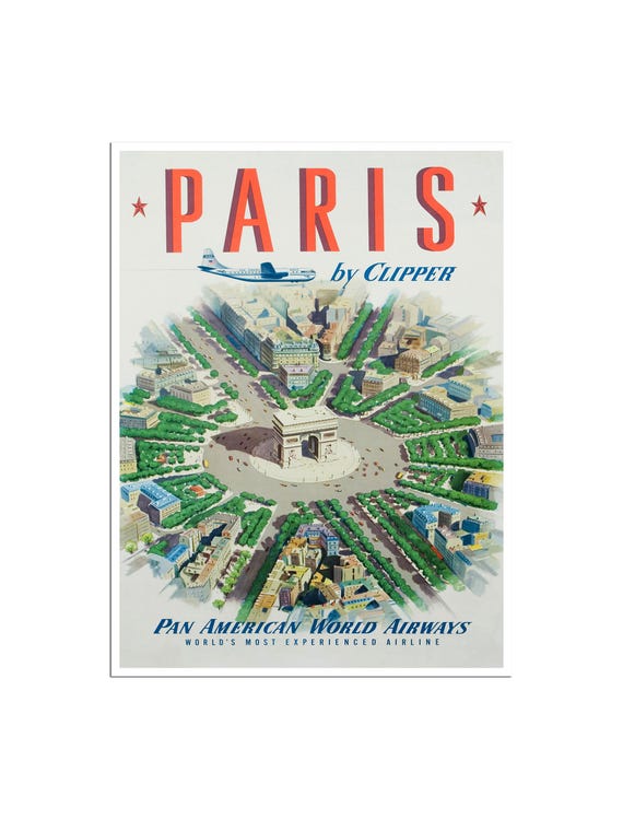 Paris France Vintage Travel Poster