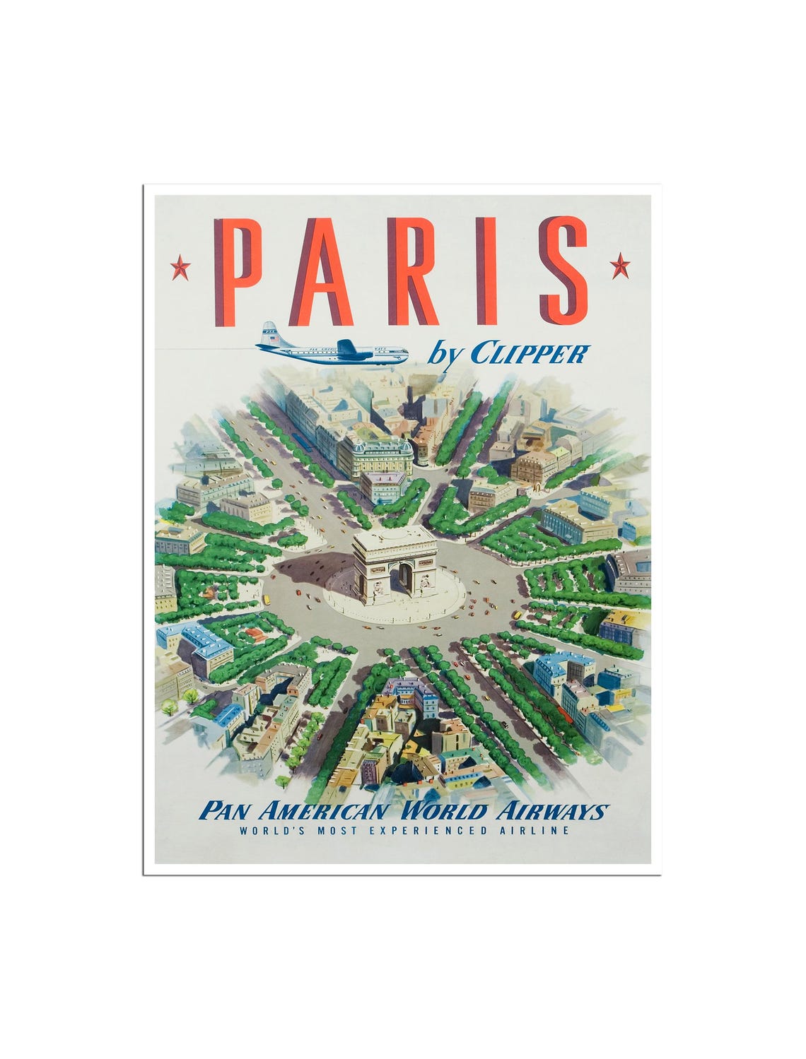 Paris France Vintage Travel Poster