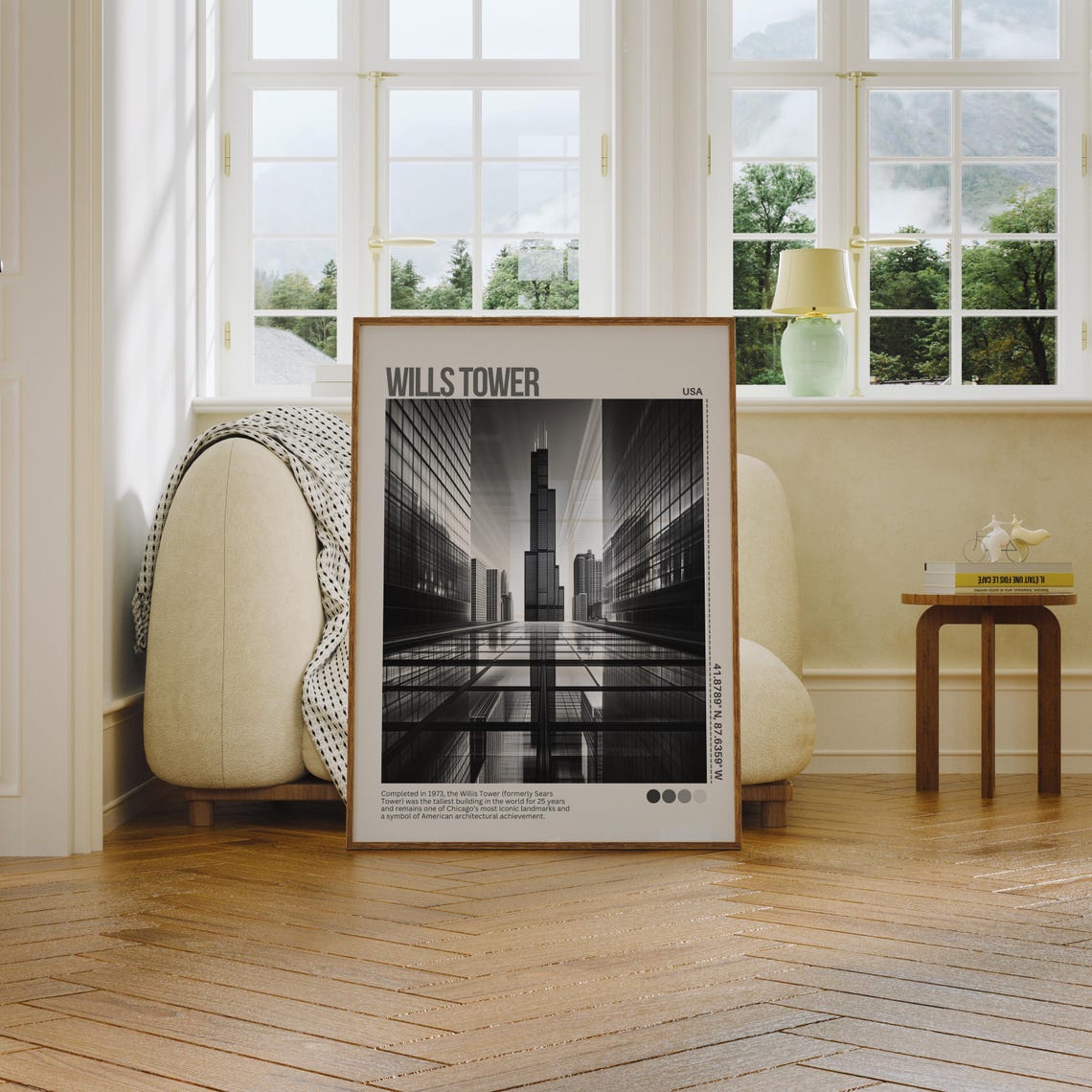 Willis Tower Chicago Black and White Skyscraper Travel Poster - Image 6
