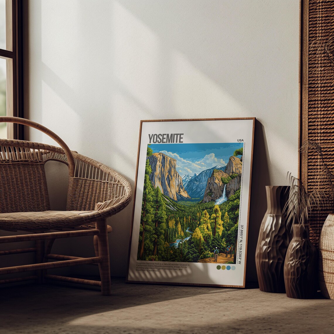 Yosemite National Park El Capitan Waterfall Hikers Travel Poster - Image 2