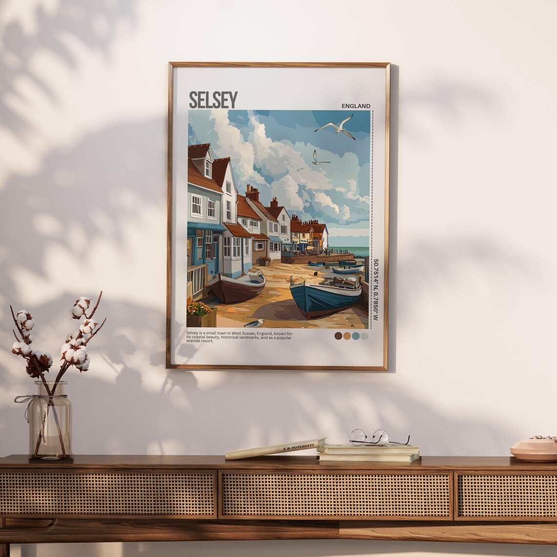 Selsey England Seaside Street With Beached Boats Coastal Poster - Image 5