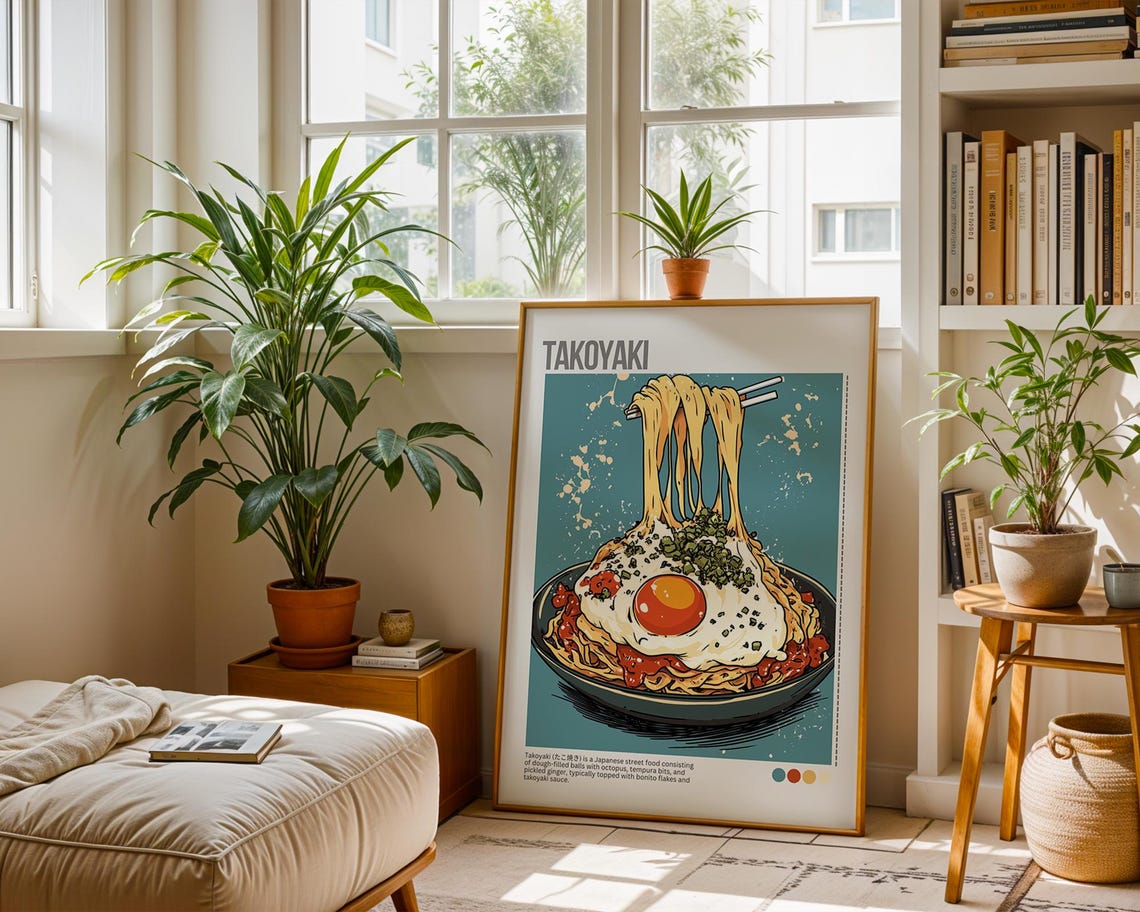 Japanese Sushi Food Illustrated Art Print Takoyaki Food Gift For Lover Poster Japanese Cuisine Wall Art Sushi Poster Takoyaki Poster - Image 7