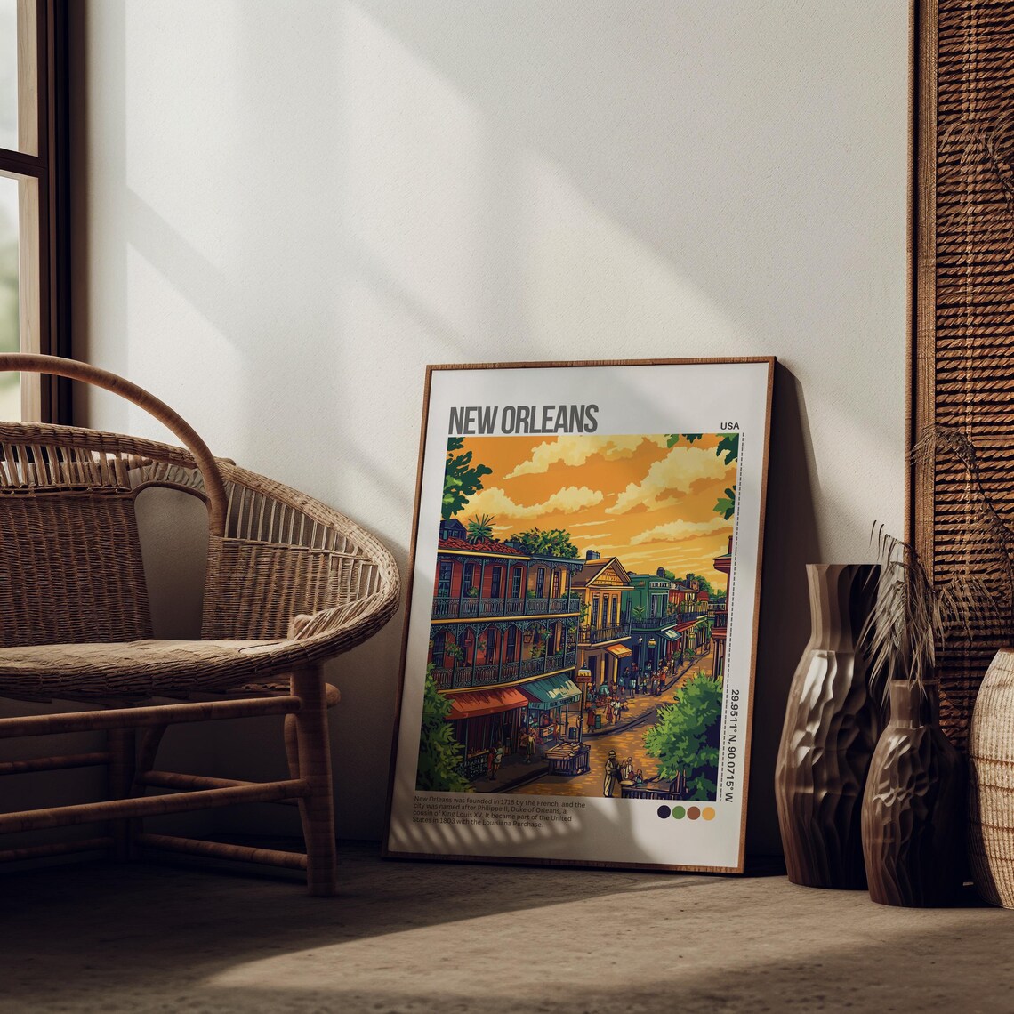 New Orleans Balcony Street Jazz City Louisiana Travel Poster - Image 3