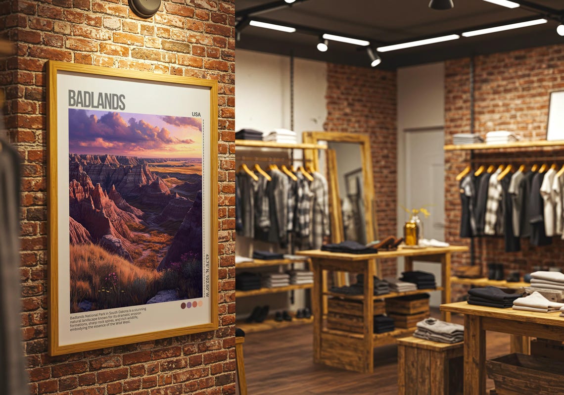 Badlands Travel Poster South Dakota Art South Dakota Print Badlands Poster National Park Poster Nature Poster Badlands Art - Image 3