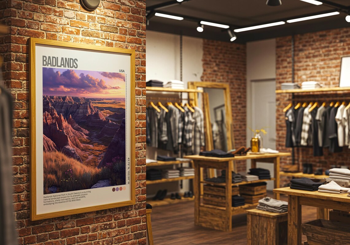 Scenic Badlands South Dakota Sunset National Park Travel Poster - Image 3