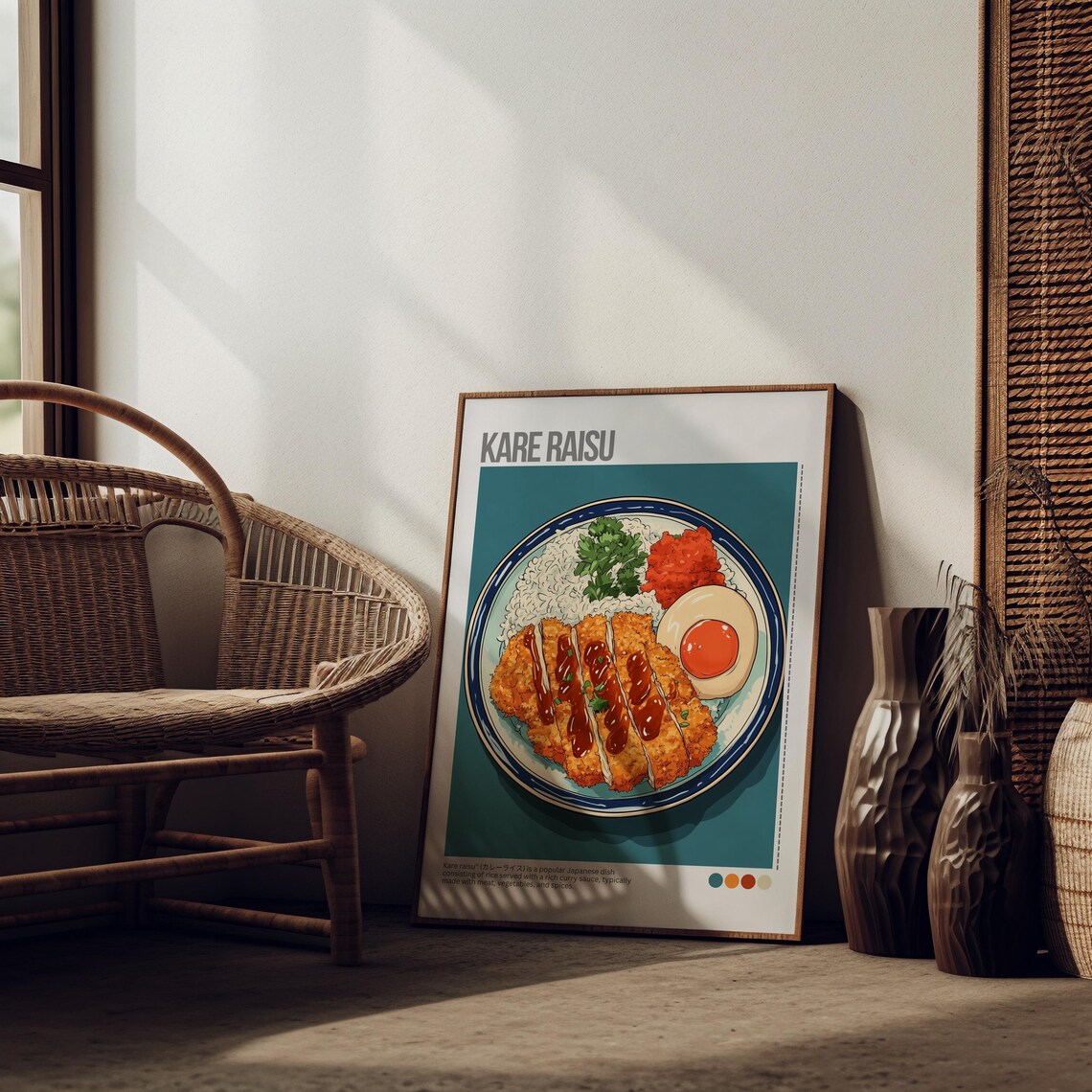 Kare Raisu Japanese Curry Rice Tonkatsu Egg Illustrated Poster - Image 6