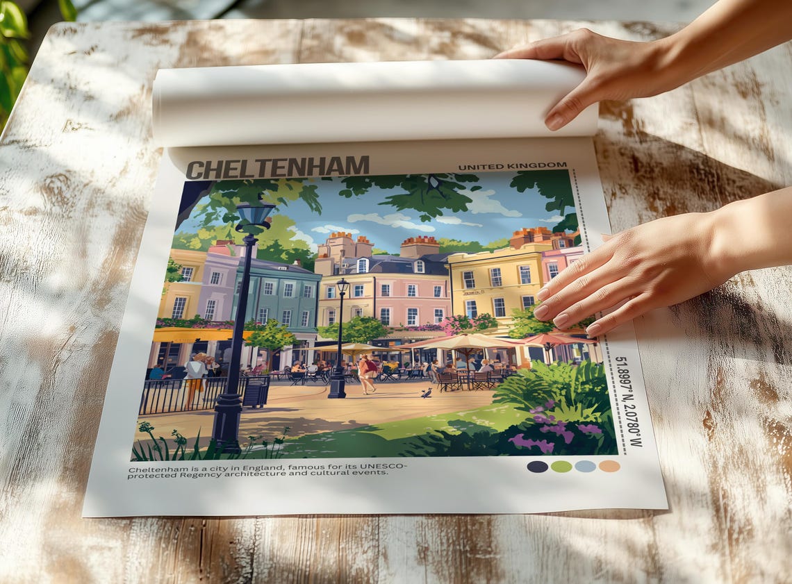 Cheltenham England Regency Square Daytime Street Scene Poster - Image 5