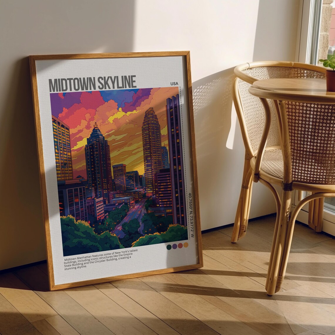 Midtown Manhattan Skyline Sunset New York City Travel Poster - Image 5
