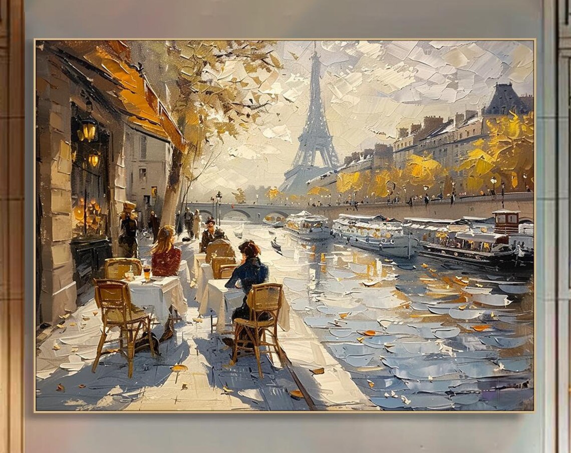 Paris Cafe Street, Modern Abstract Travel Poster