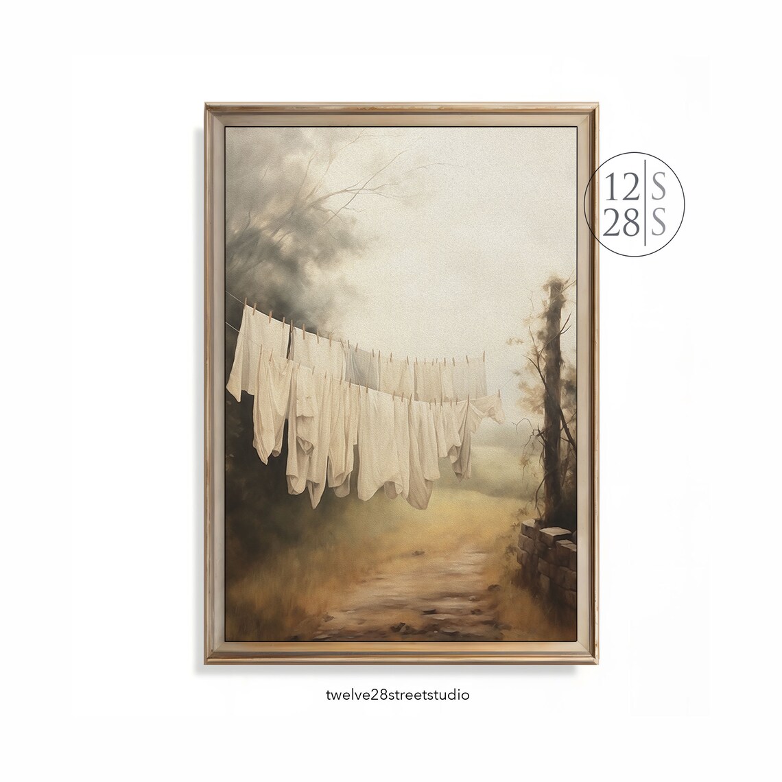 Laundry Day Vintage Oil Painting, Laundry Room Art Print