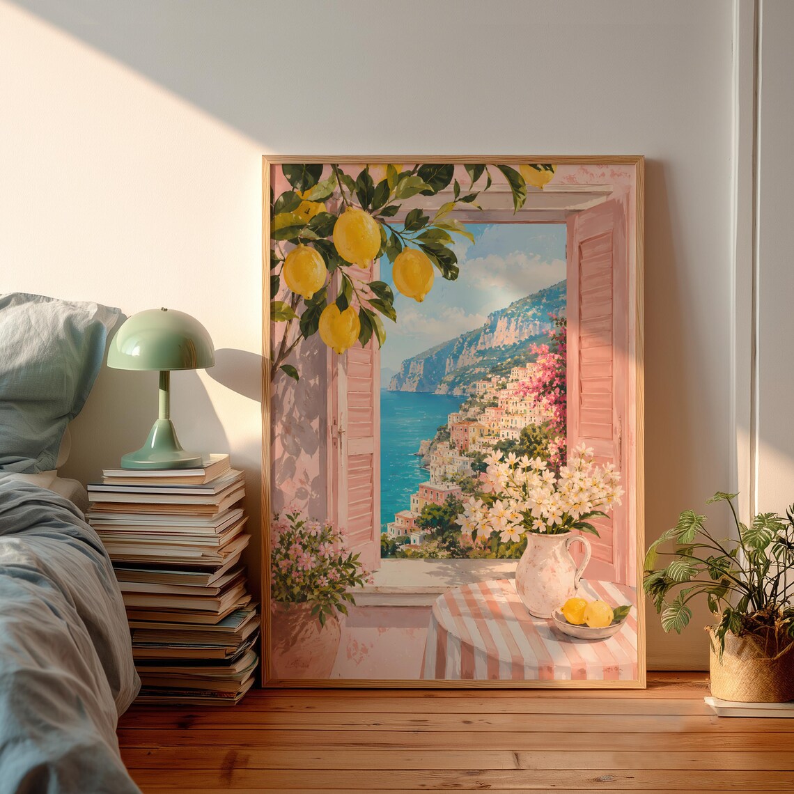 Amalfi Coast Poster, Mediterranean Window View