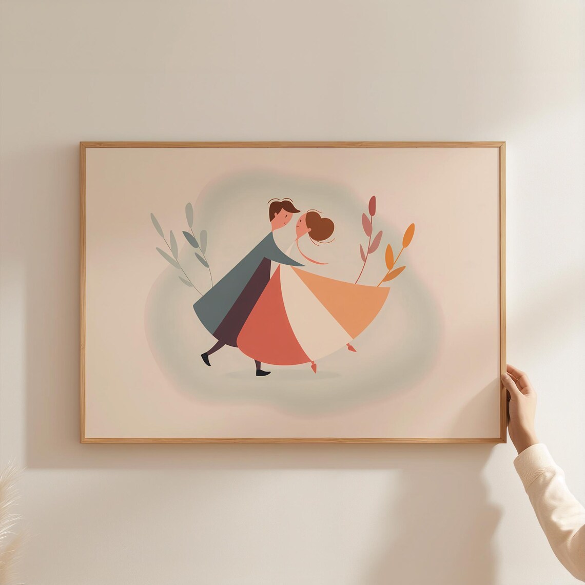 Romantic Dancing Couple Poster, Minimalist Boho Art Print