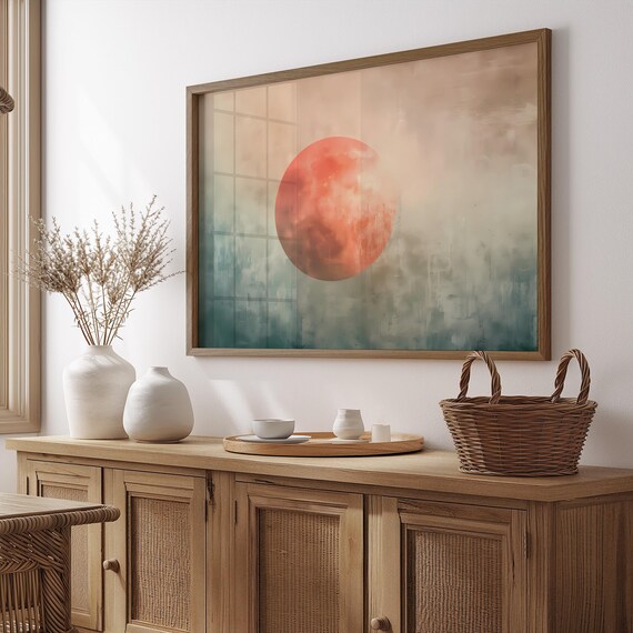 Minimalist Sun Download Poster Misty Forest Printable Wall Art Zen Landscape Digital Print Diy Decor