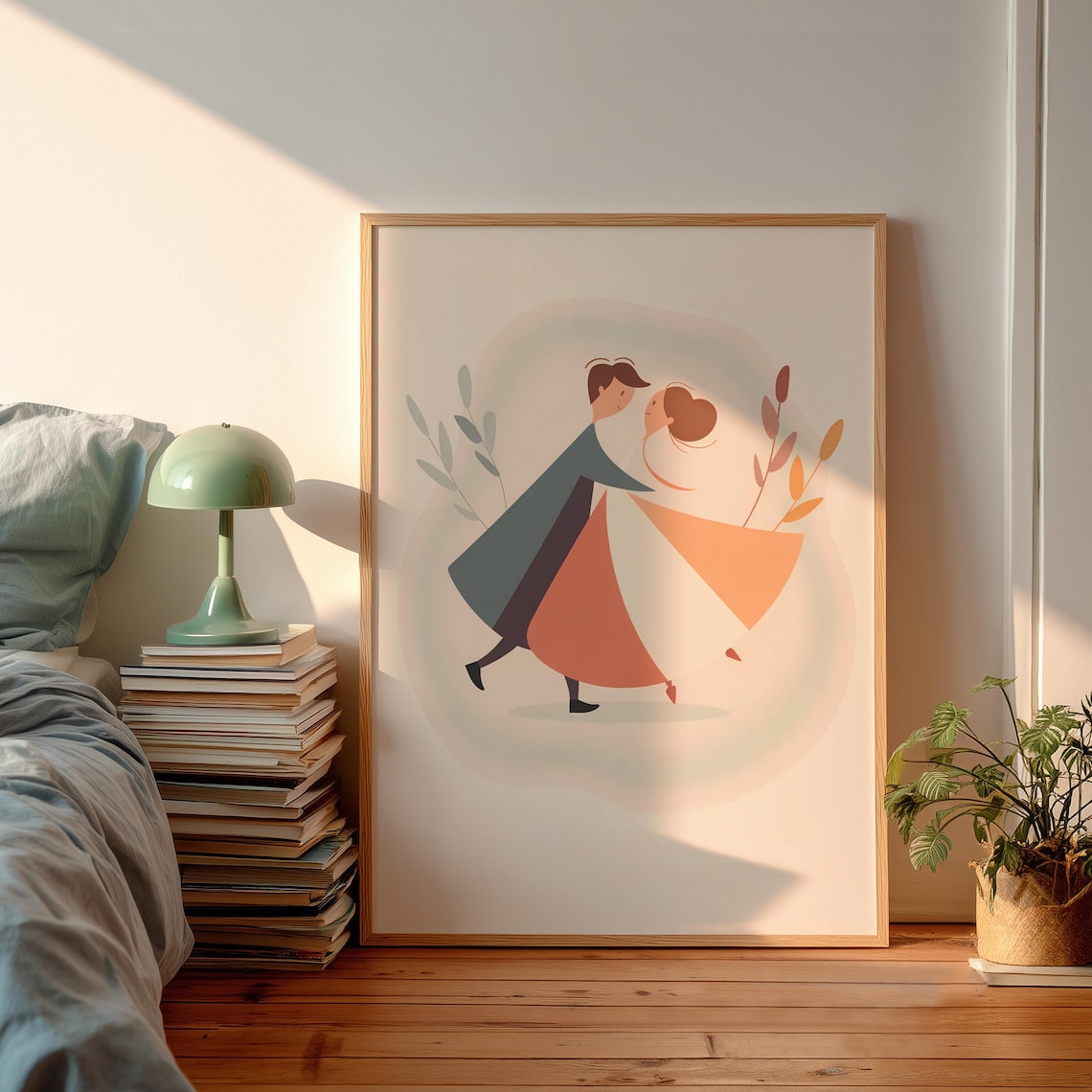 Cute Dancing Illustration Poster, Abstract Romance Art