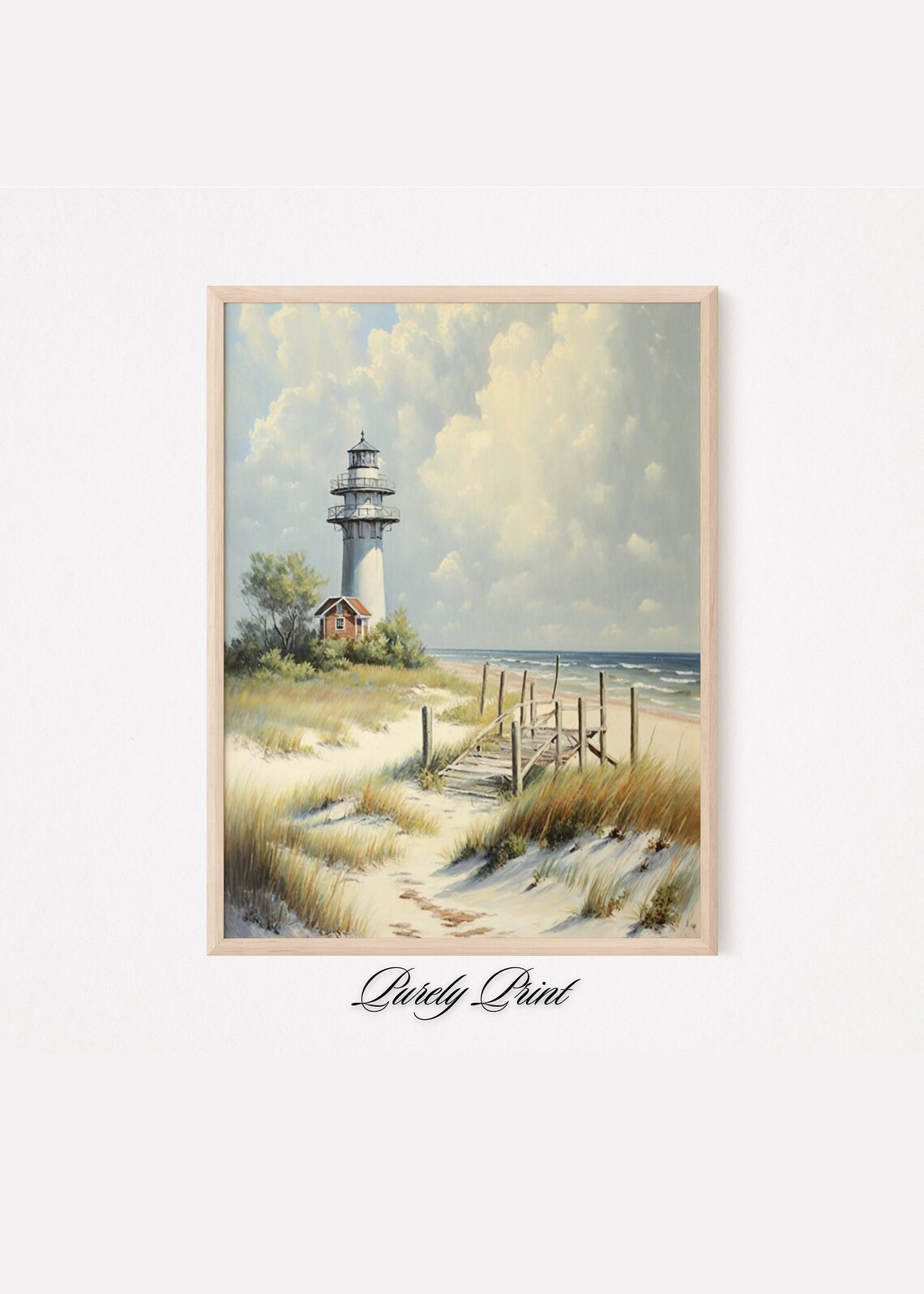 Lighthouse Beach Landscape, Vintage Travel Poster - Image 2