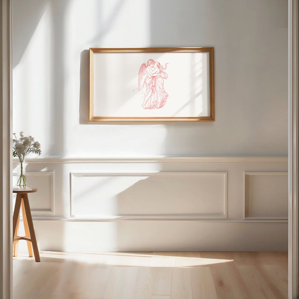Cupid Kissing Modern Minimalist Valentine Art Print - Image 2