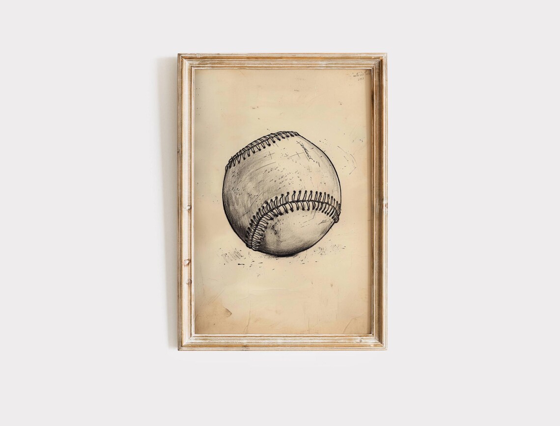 Vintage Baseball Sketch Art Print, Boys Room Decor - Image 2