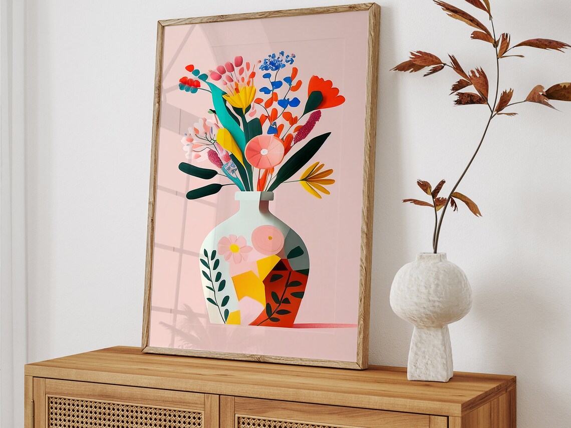 Pink Floral Abstract Bouquet Art Print - Image 2