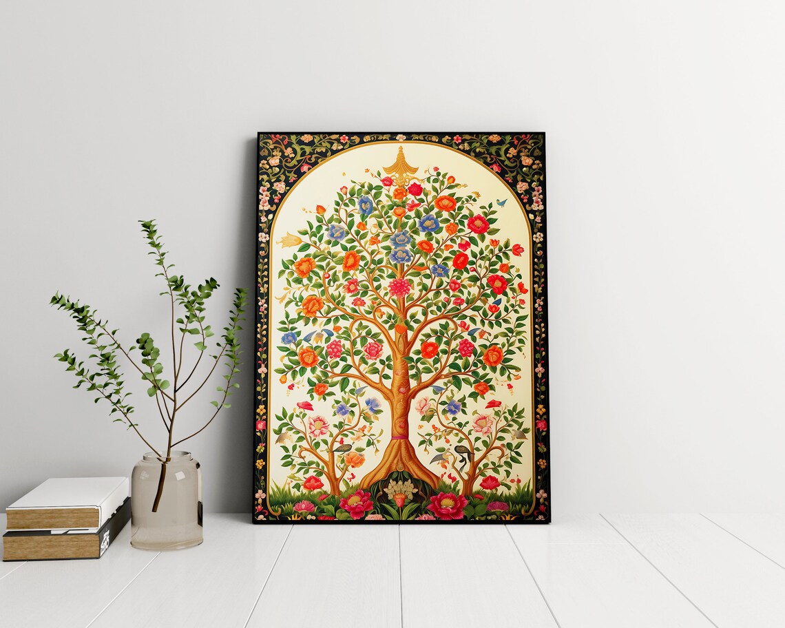 Indian Tree Of Life Vintage Folk Art Travel Poster - Image 2
