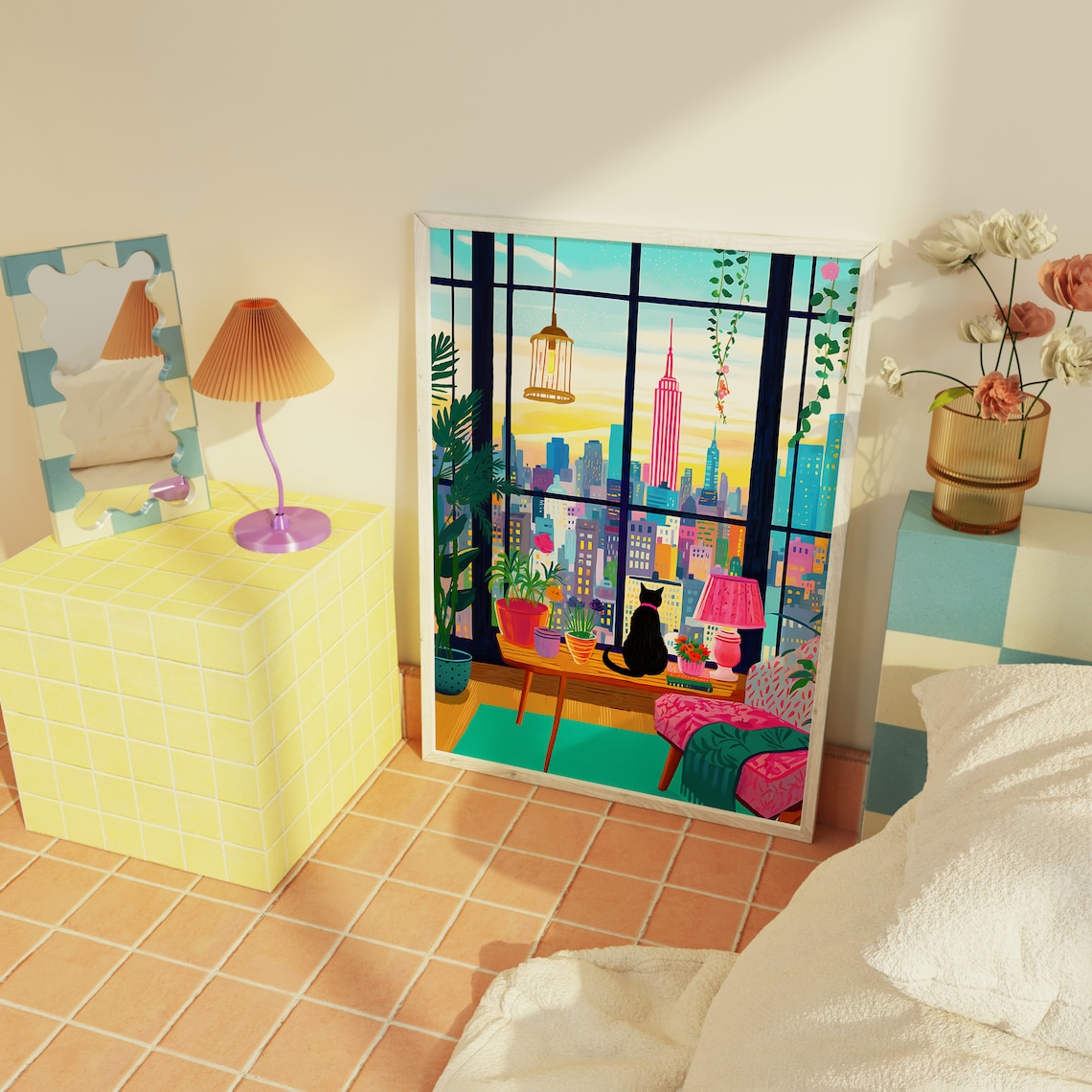 Cat in New York Illustration, Maximalist Travel Art - Image 2