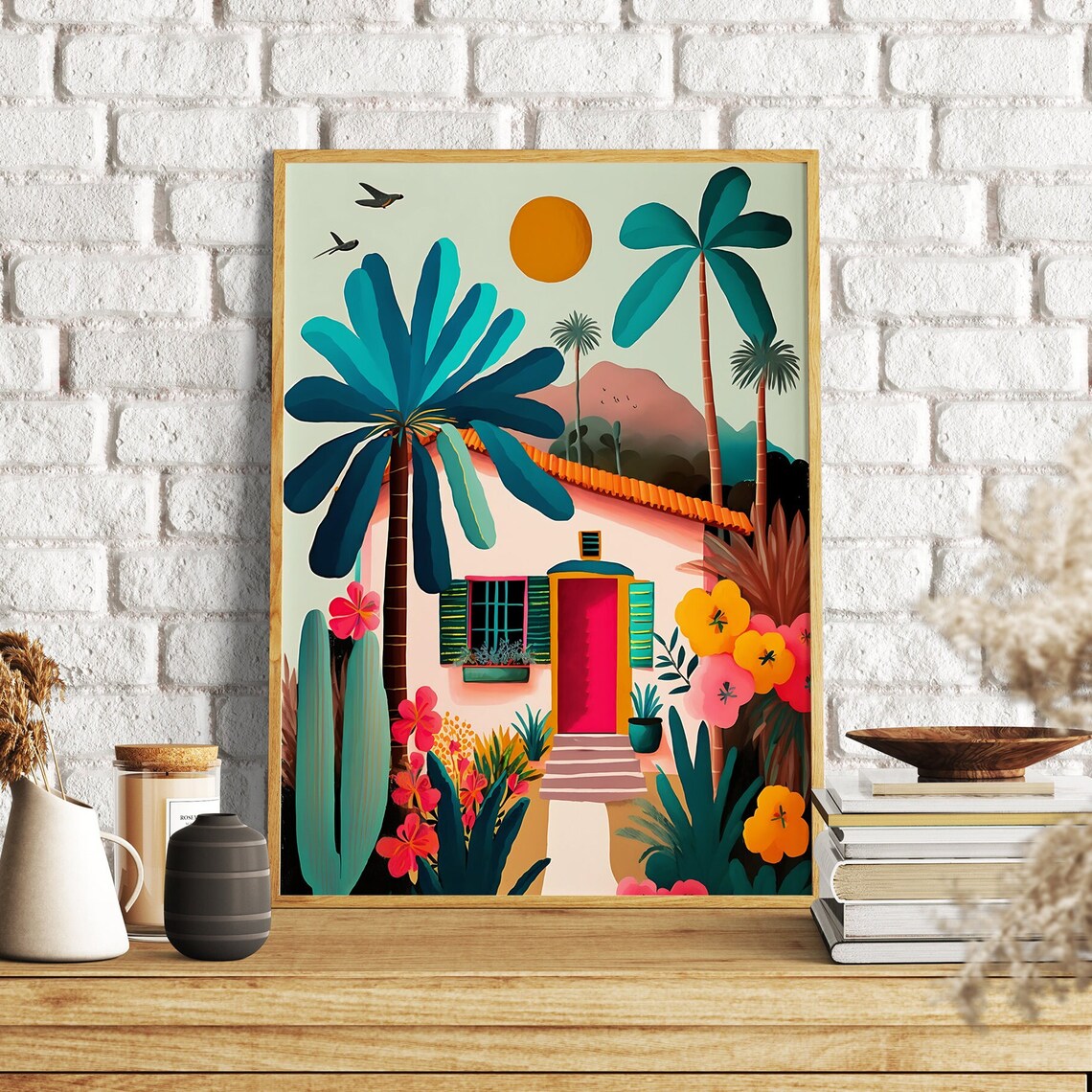 Little House Illustration, Tropical Botanical Art Print