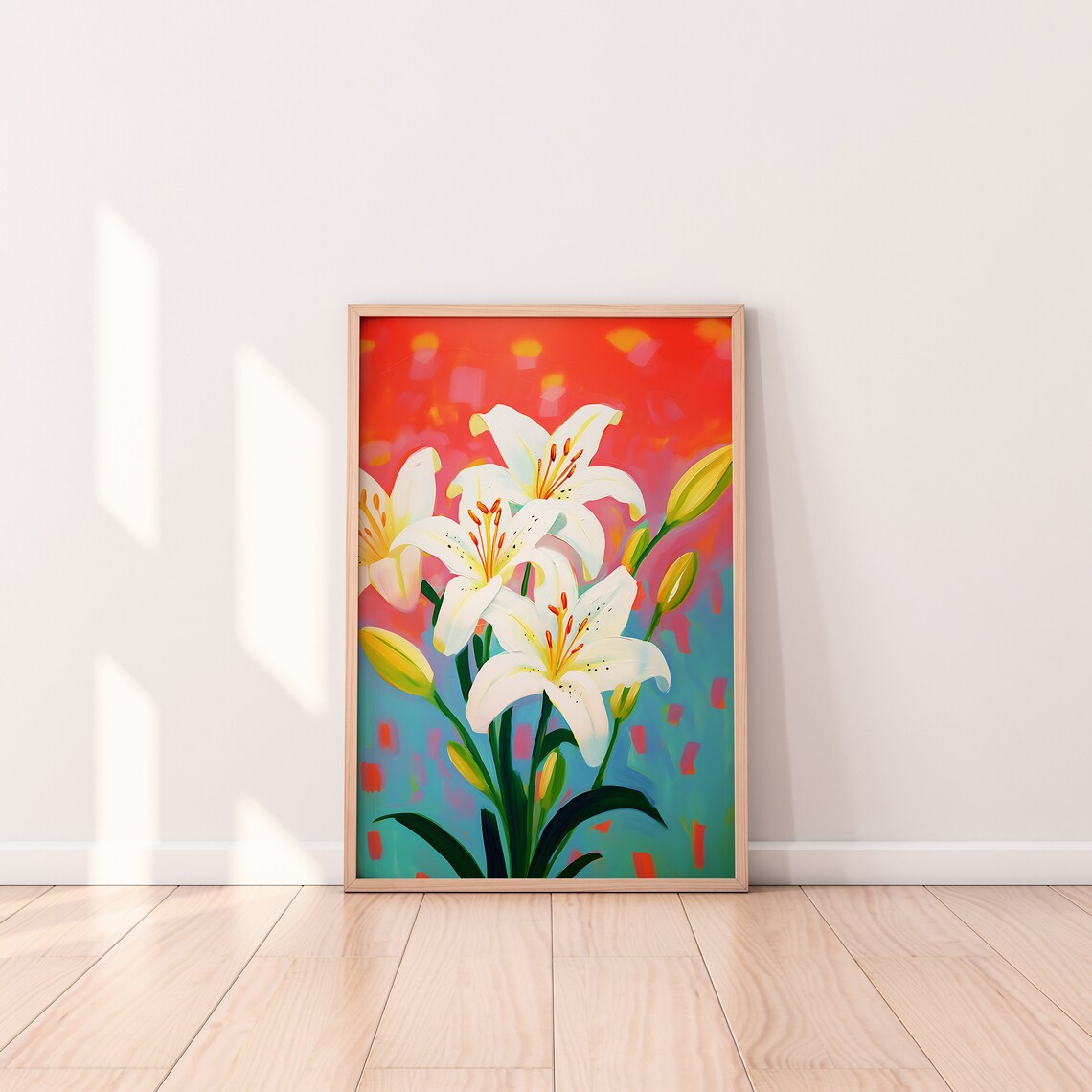 Lily Flowers Floral Abstract Wall Art Print