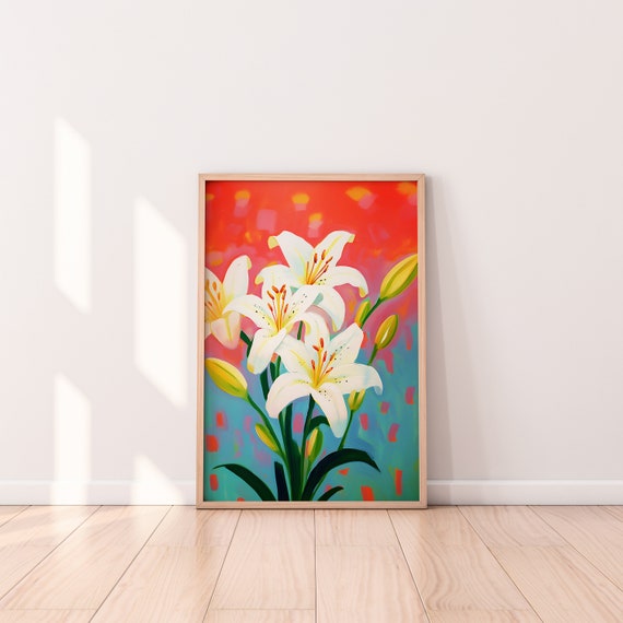 Lily Flowers Floral Abstract Wall Art Print