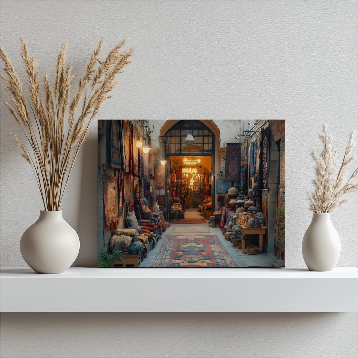 Middle Eastern Souk Bazaar Carpets Lanterns Canvas Wall Art Decor